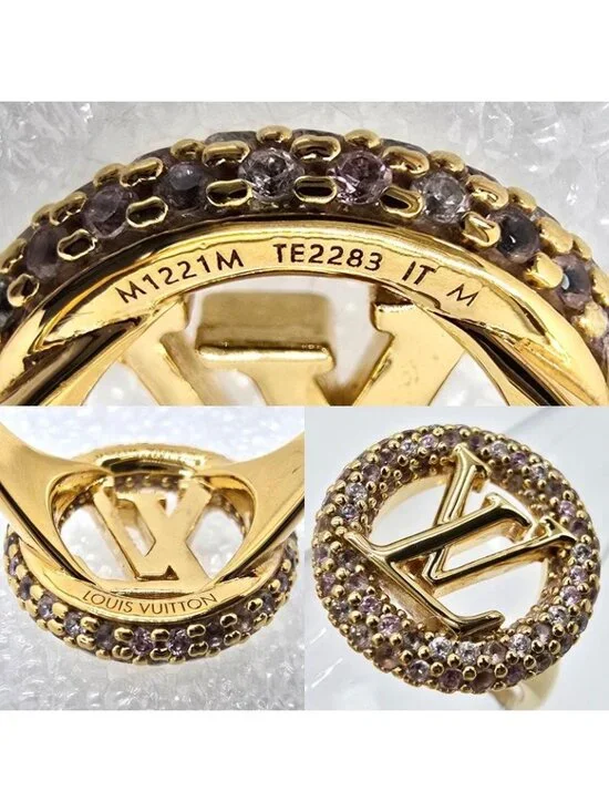 Louis Vuitton M1221 M Louise Tresor Ring Approx 12.5 Signature Strass - Picture 6 of 8